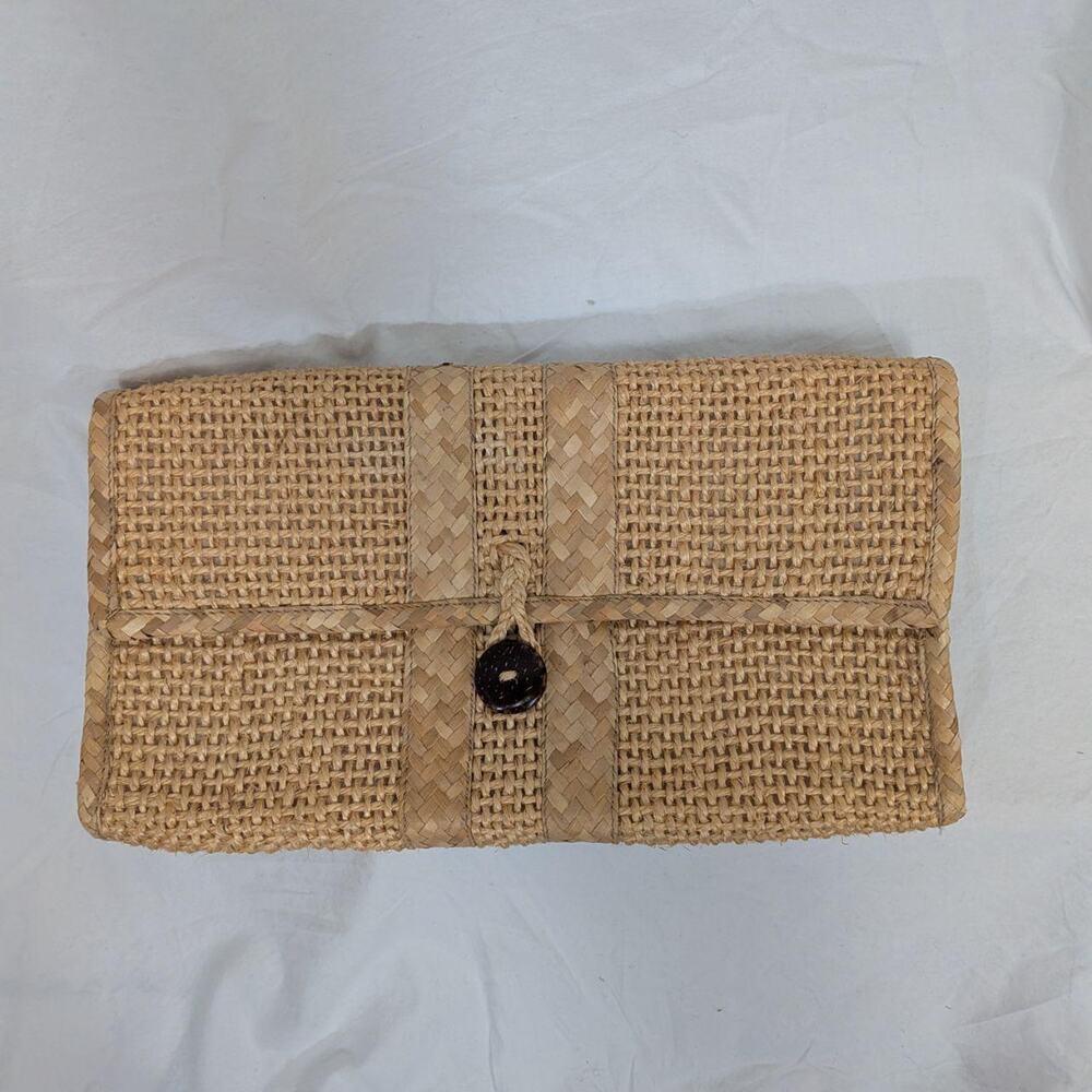Roslyn of Barbados hand‑woven straw clutch by Tropical Weavers